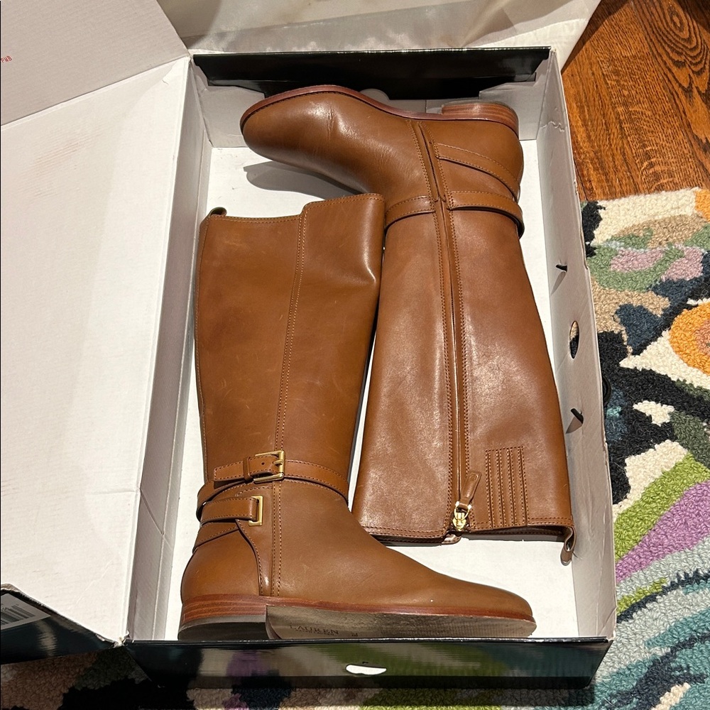 Ralph Lauren Brown Leather Knee-High Boots
